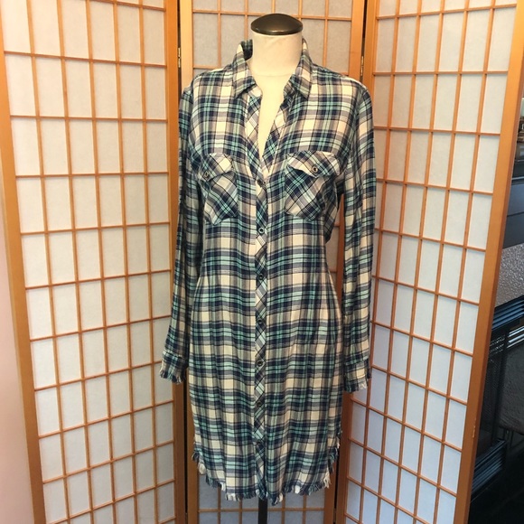 Sneak Peek Dresses & Skirts - Sneak Peek Denim Plaid Dress - Small